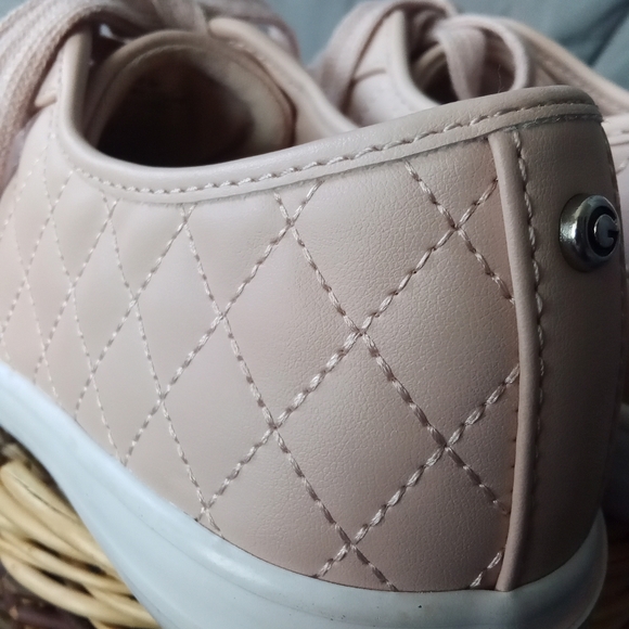 Women's G By Guess Quilted Dusty Rose Faux Leather Lace Up Sneakers Pink & White - Picture 8 of 16